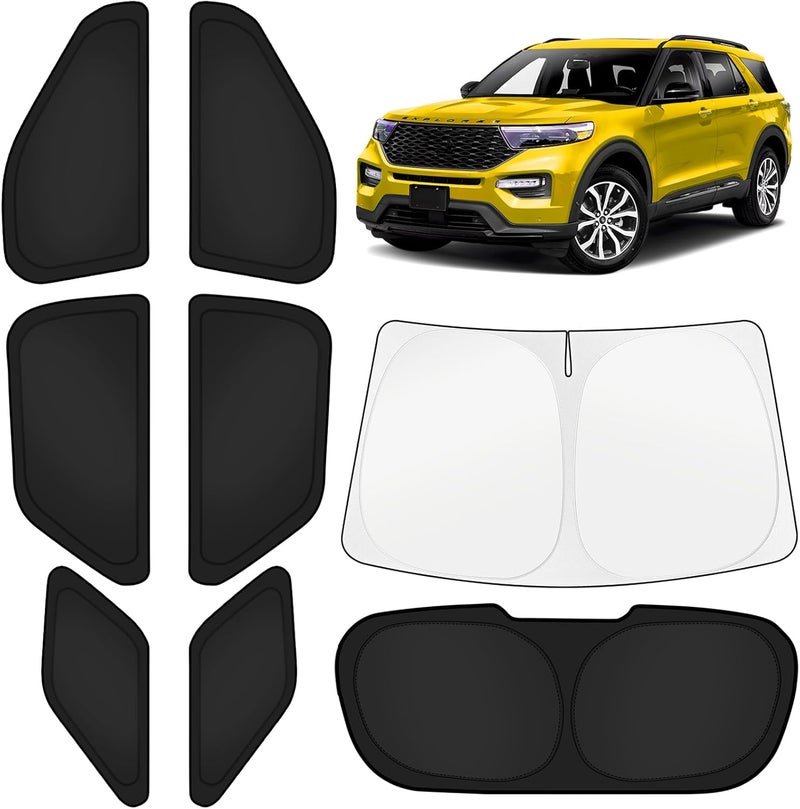 KUST Car Window Shades for Ford Explorer 2020-2025 2026 Windshield Sun Shade Side Window Cover UV Block Privacy Protection Explorer Accessories for Camping Blackout Rear Back Full Set 8PCS - Image 1